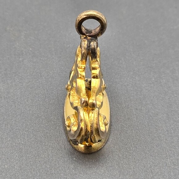 Antique Victorian Gold-Filled Filigree Fob Seal Charm Pendant Engraved Monogram - Picture 10 of 12